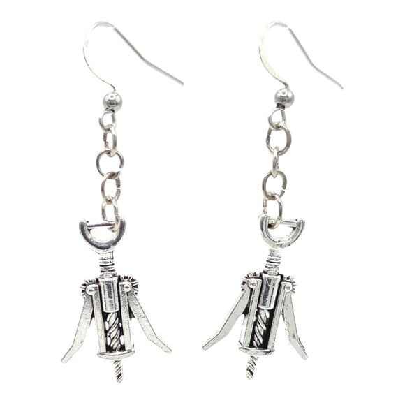 Wine Opener Dangle Earrings – Fun Wine Lover Jewelry - Picture 1 of 3
